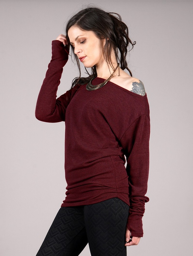 Toonzshop Kayäaz Batwing Sleeve Sweater Tröja Dam Wine | JAOGU-7401