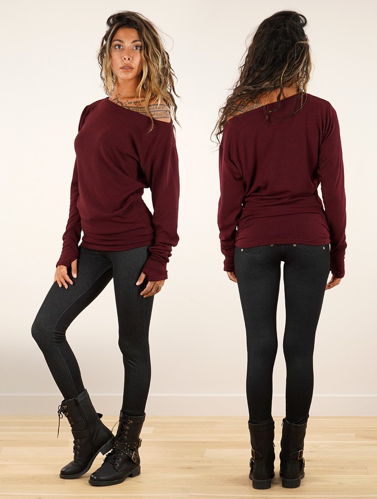 Toonzshop Kayäaz Batwing Sleeve Sweater Tröja Dam Wine | JAOGU-7401