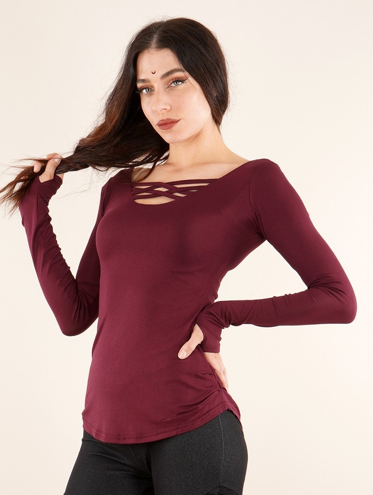 Toonzshop Layläa Long Sleeve Reversible Top Blast Dam Wine | MJRIC-3581