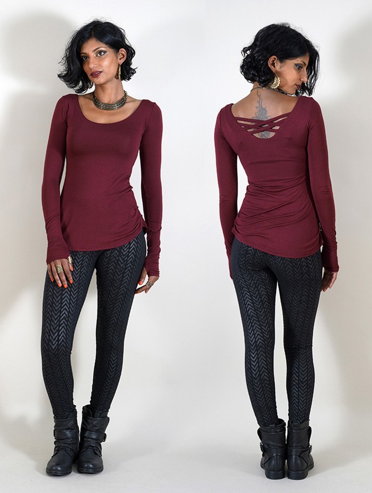 Toonzshop Layläa Long Sleeve Reversible Top Blast Dam Wine | MJRIC-3581