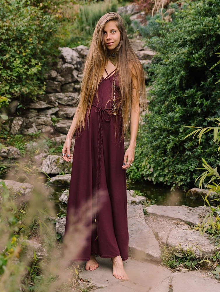 Toonzshop Lazüli Loose And Reversible Strappy Long Dress Klänning Dam Wine | ZRXOI-7218