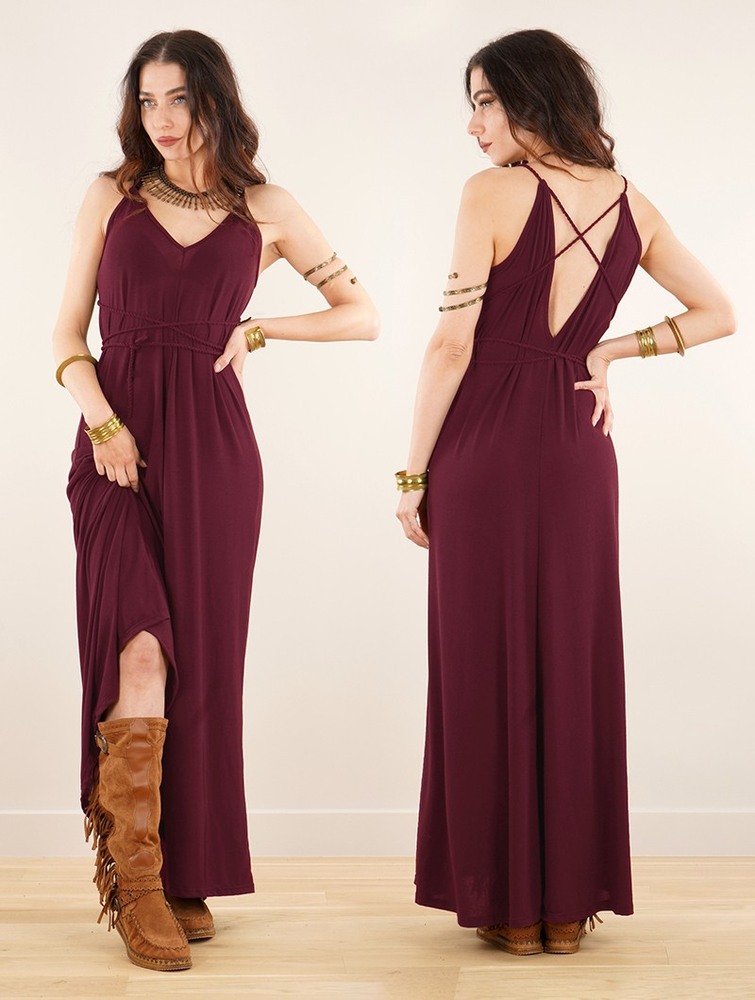 Toonzshop Lazüli Loose And Reversible Strappy Long Dress Klänning Dam Wine | ZRXOI-7218