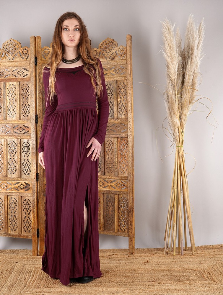 Toonzshop Lotus Artanis Long Sleeve Long Dress Dress Klänning Dam Wine | CTSMQ-7386