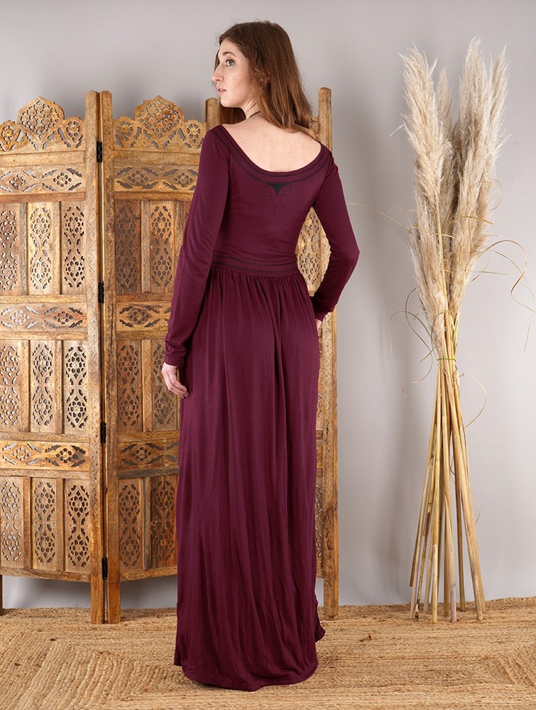 Toonzshop Lotus Artanis Long Sleeve Long Dress Dress Klänning Dam Wine | CTSMQ-7386