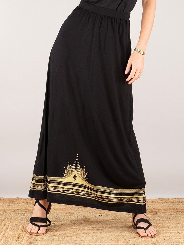 Toonzshop Lotus Elerinna High Waist Maxi Skirt Kjol Dam Svarta | EBUFR-6329