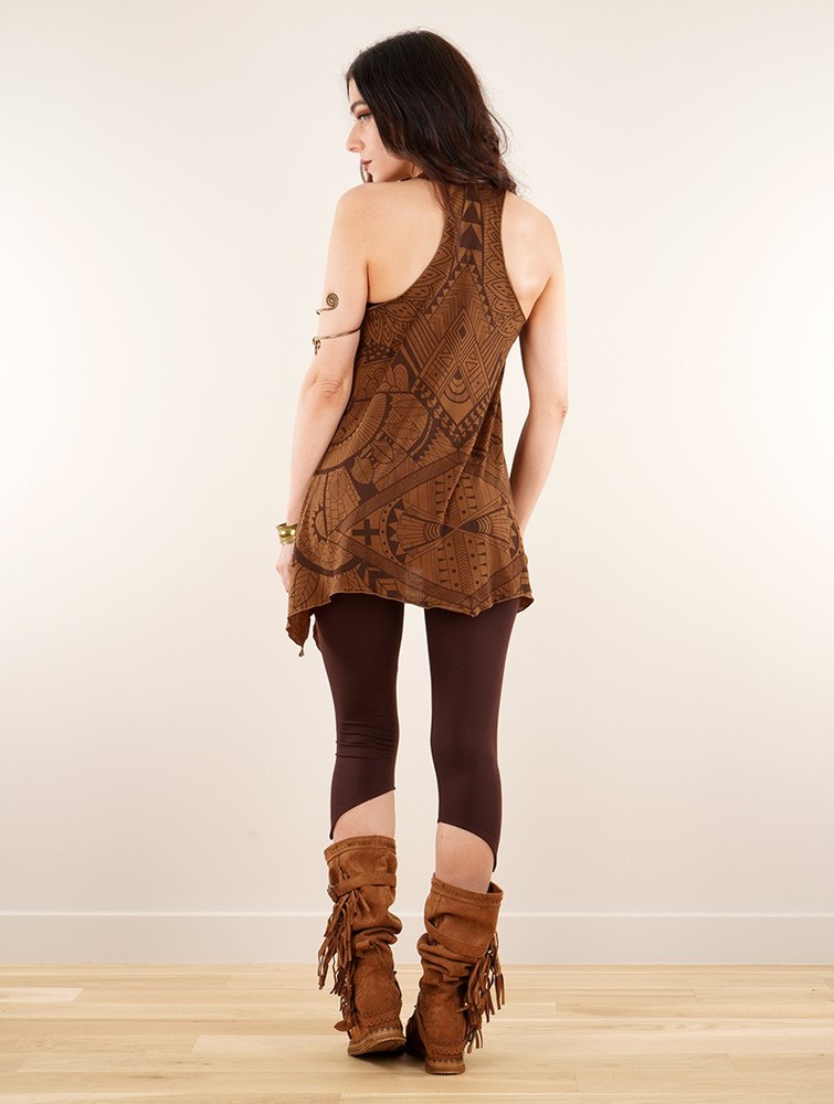 Toonzshop Luinil Africa Printed Flared Tank Tunic Blast Dam Caramel | DVTZH-3154