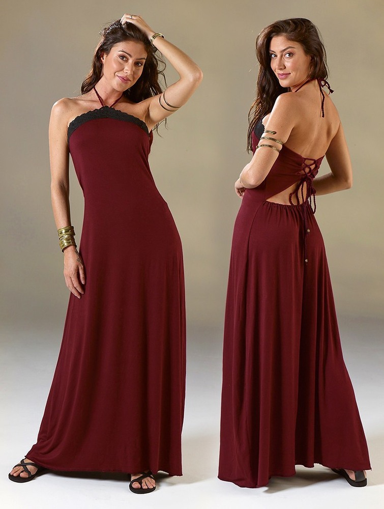 Toonzshop Lüune Sleeveless Long Dress Klänning Dam Wine | YMCNQ-0319