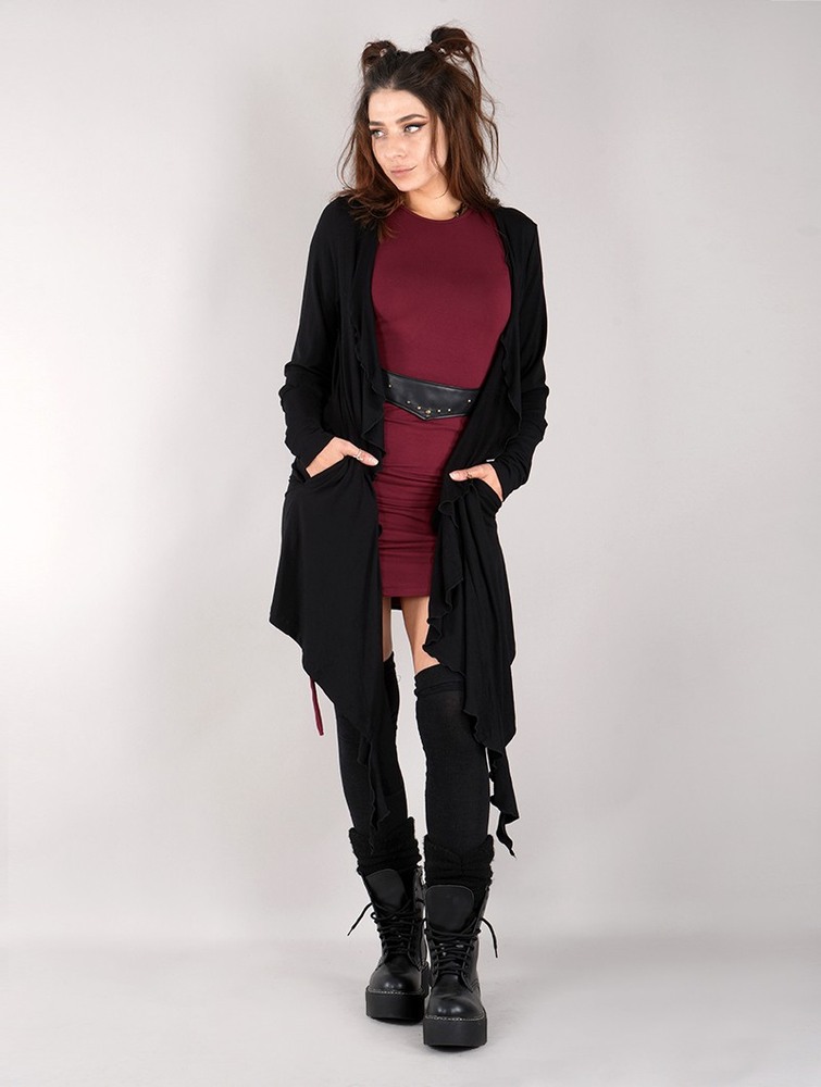 Toonzshop Lupulia Long Cardigan Kofta Dam Svarta | YBJVT-2056