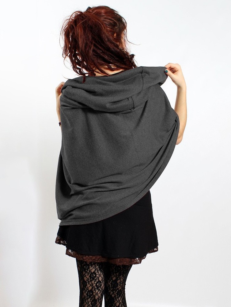 Toonzshop Magik Hooded Cape Ponchos Dam Mörkgrå | IWEON-3460