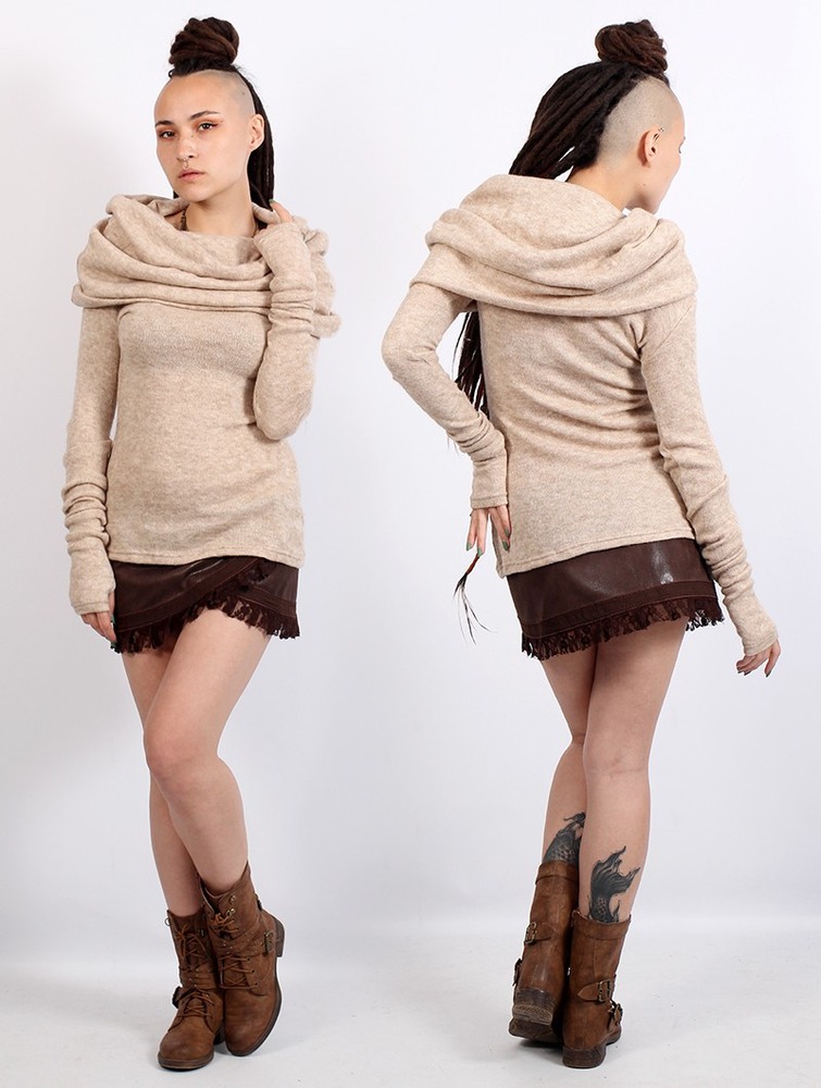 Toonzshop Mantra Big Collar Sweater Tröja Dam Beige | ASMZB-5106