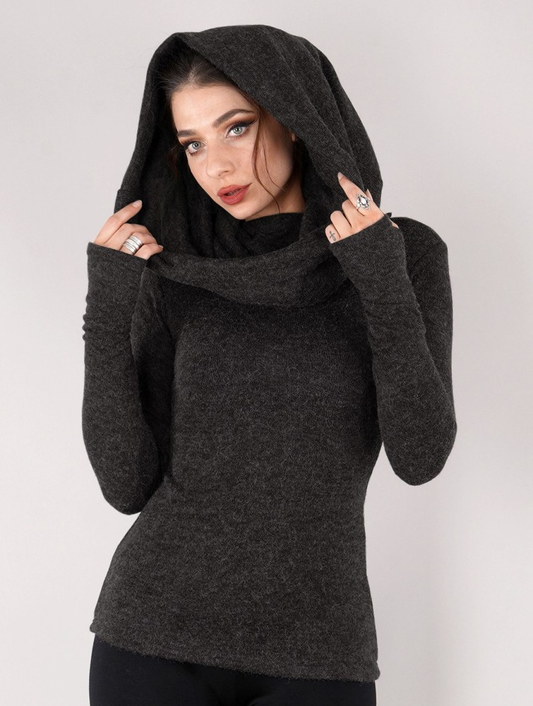 Toonzshop Mantra Big Collar Sweater Tröja Dam Mörkgrå | JPEND-1579