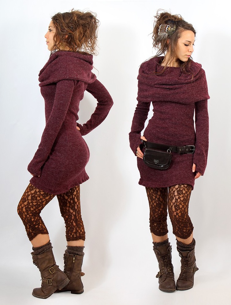 Toonzshop Mantra Sweater Dress Klänning Dam Mottled wine | IJDWN-6389