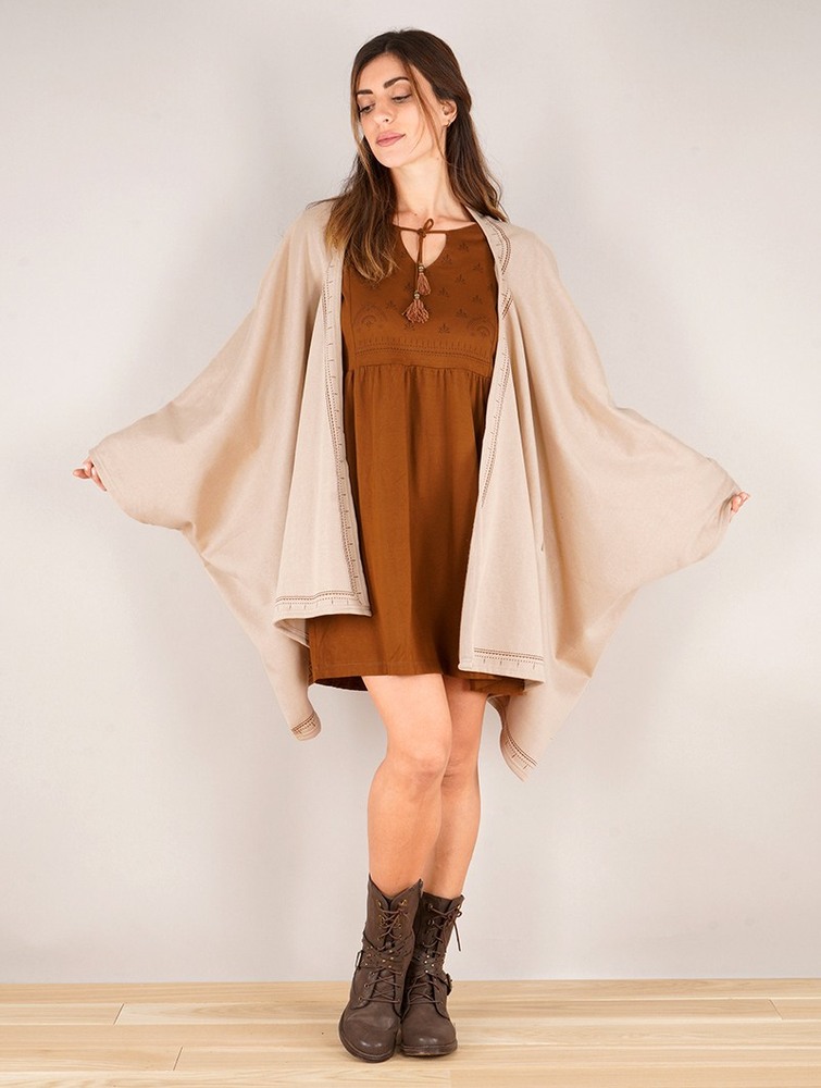 Toonzshop Melian Zohraa Kimono Jacket Jackor Dam Beige | LWKMV-7829