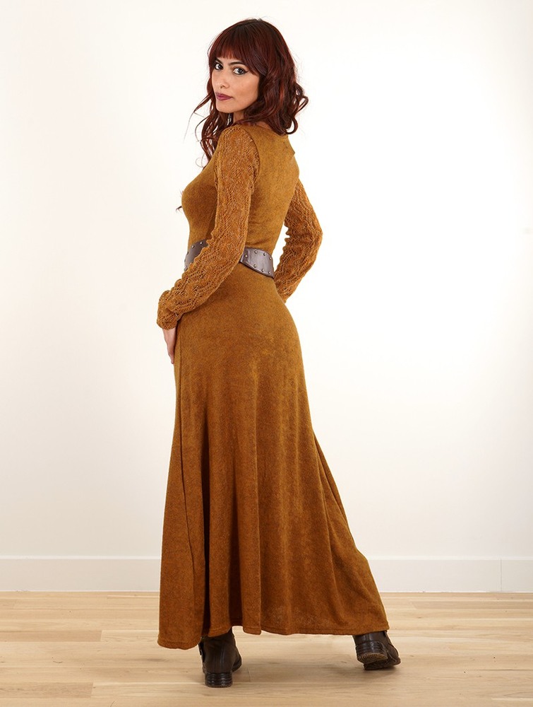 Toonzshop Melisandre Crochet Long Sleeve Long Sweater Dress Klänning Dam Rusty | XEKUB-8319