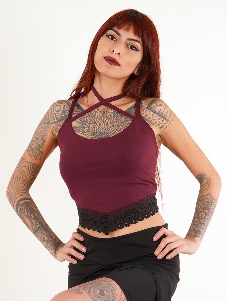 Toonzshop Moön Sleeveless Crop Top Blast Dam Wine | JOLNE-8142