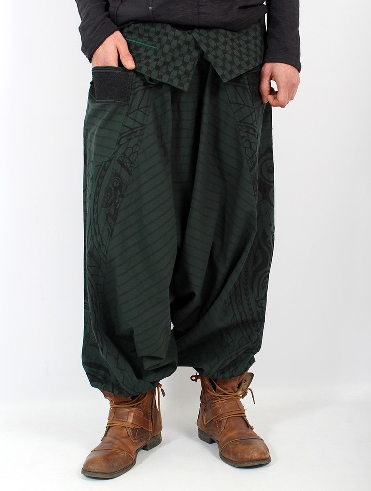 Toonzshop Necka Gender Neutral Harem Pants Byxor Herr Gröna | APWDN-8519