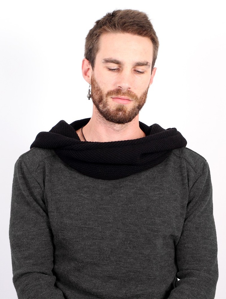 Toonzshop Nemöo Big Collar Hooded Sweater Tröja Herr Mörkgrå | JFTHD-4032