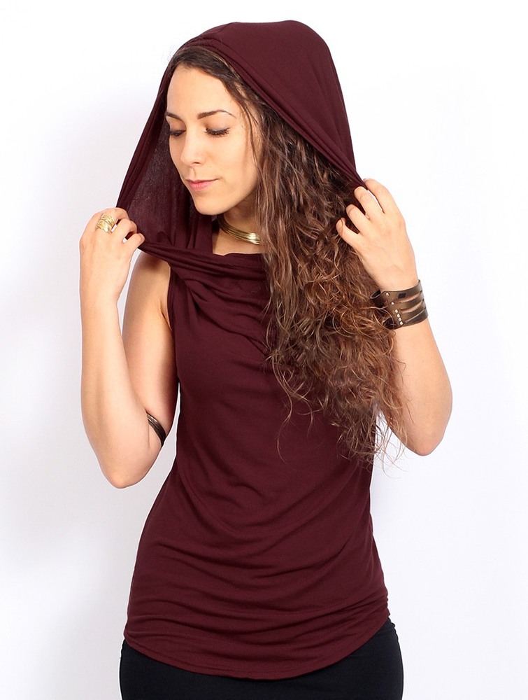 Toonzshop Nephilim Cowl Neck Sleeveless Top Blast Dam Wine | XPCOS-7826