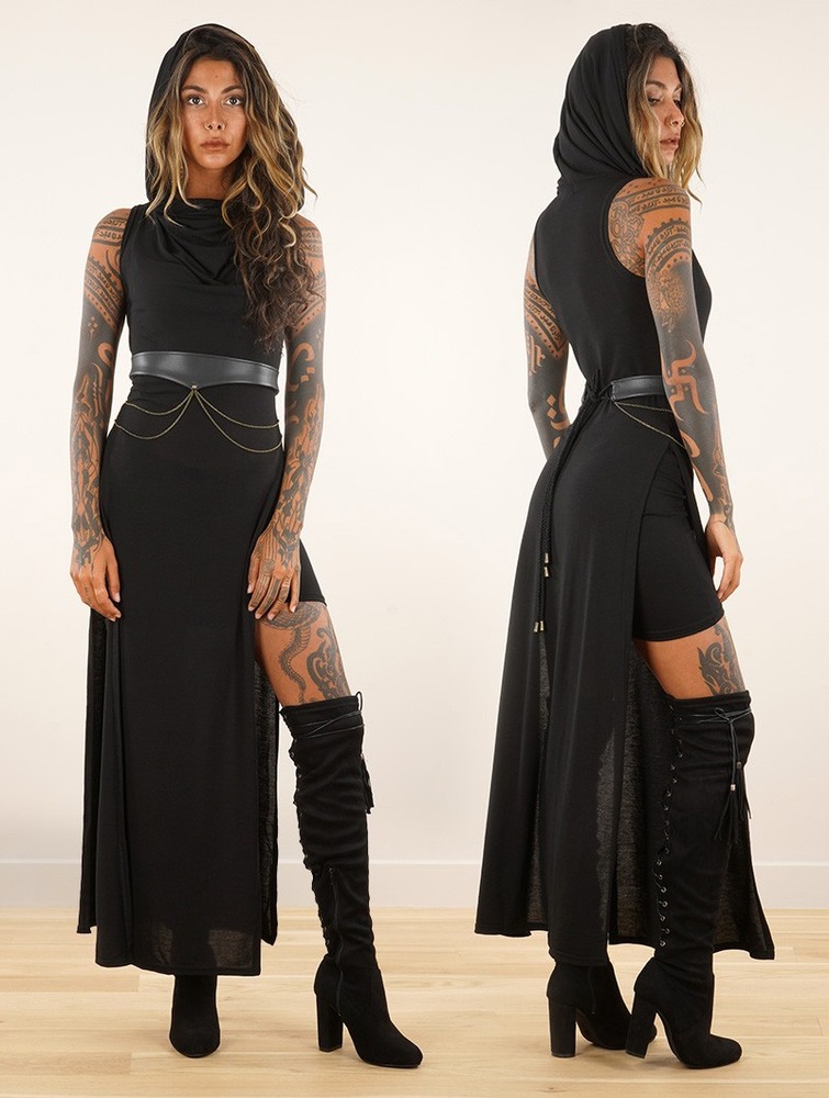 Toonzshop Nephilim Long Slit Dress Klänning Dam Svarta | VBNSH-6470