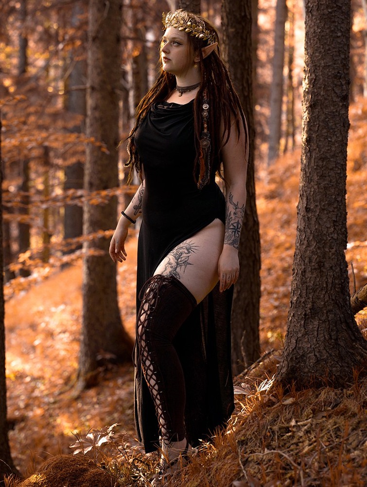 Toonzshop Nephilim Long Slit Dress Klänning Dam Svarta | VBNSH-6470