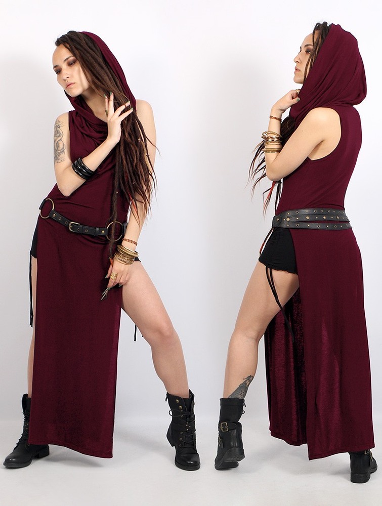 Toonzshop Nephilim Long Slit Dress Klänning Dam Wine | OEVJH-5213