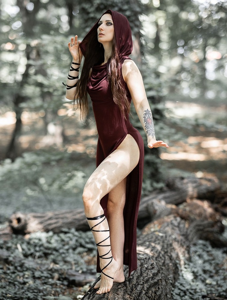 Toonzshop Nephilim Long Slit Dress Klänning Dam Wine | OEVJH-5213