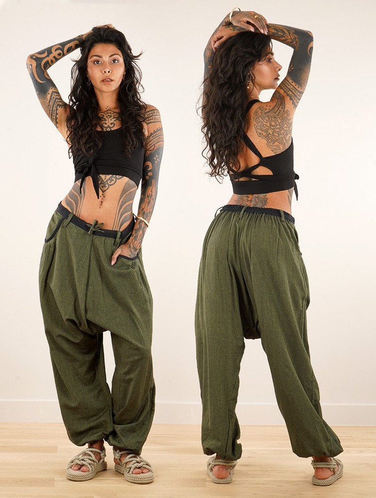 Toonzshop Niharika Gender Neutral Sarouel Pants Byxor Dam Olivgröna Gröna | VYIBF-6704