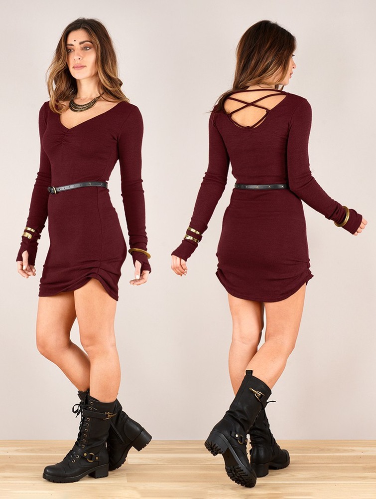 Toonzshop Nikkäa Sweater Dress Klänning Dam Wine | PEYQM-0697