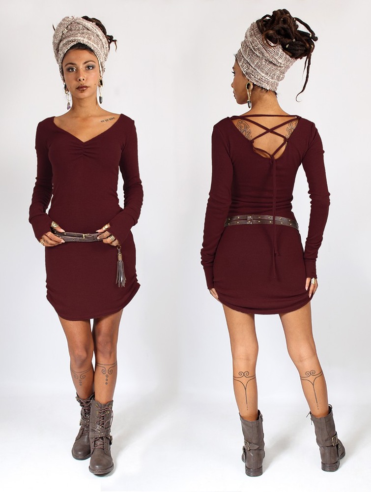 Toonzshop Nikkäa Sweater Dress Klänning Dam Wine | PEYQM-0697