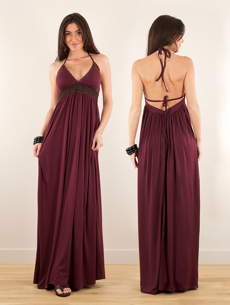 Toonzshop Nolofinwe Strappy Bare Back Long Dress And Harem Pant Overalls Klänning Dam Wine | ARHZX-5917