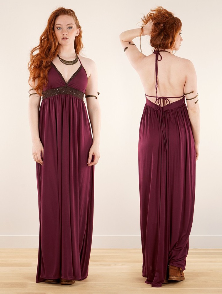 Toonzshop Nolofinwe Strappy Bare Back Long Dress And Harem Pant Overalls Klänning Dam Wine | ARHZX-5917