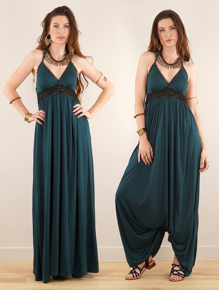 Toonzshop Nolofinwe Strappy Bare Back Long Dress And Harem Pant Overalls Klänning Dam Blå | HNLMJ-3497