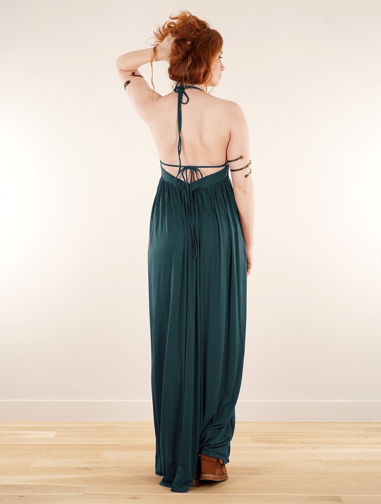 Toonzshop Nolofinwe Strappy Bare Back Long Dress And Harem Pant Overalls Klänning Dam Blå | HNLMJ-3497