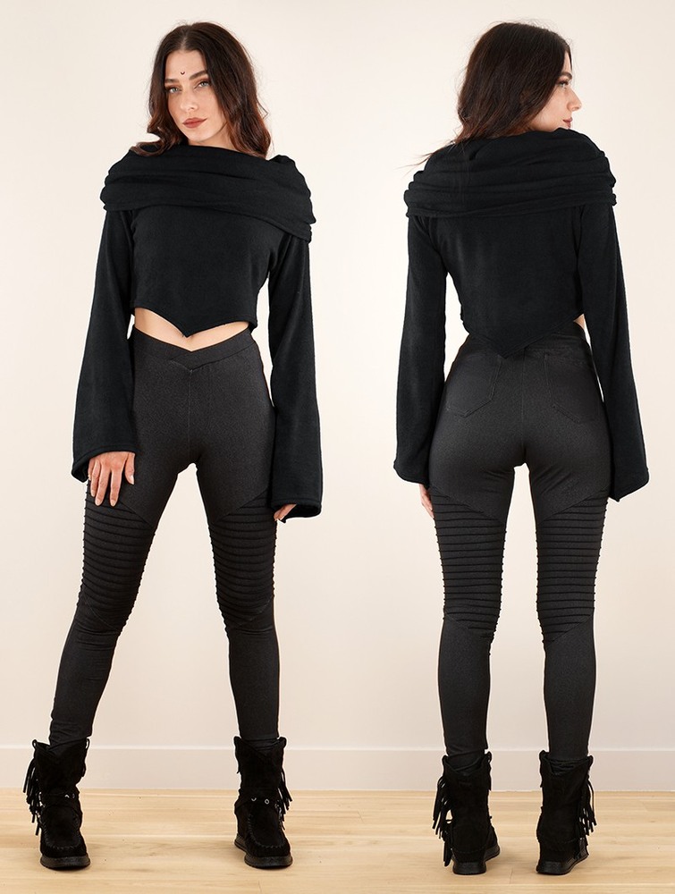 Toonzshop Obsidian Flared Sleeve Crop Sweater Tröja Dam Svarta | TFIDM-6431