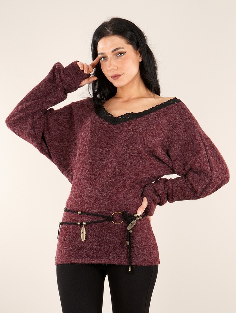 Toonzshop Physälis 2in1 Roll-up Sweater Tröja Dam Wine | OPNAK-4856