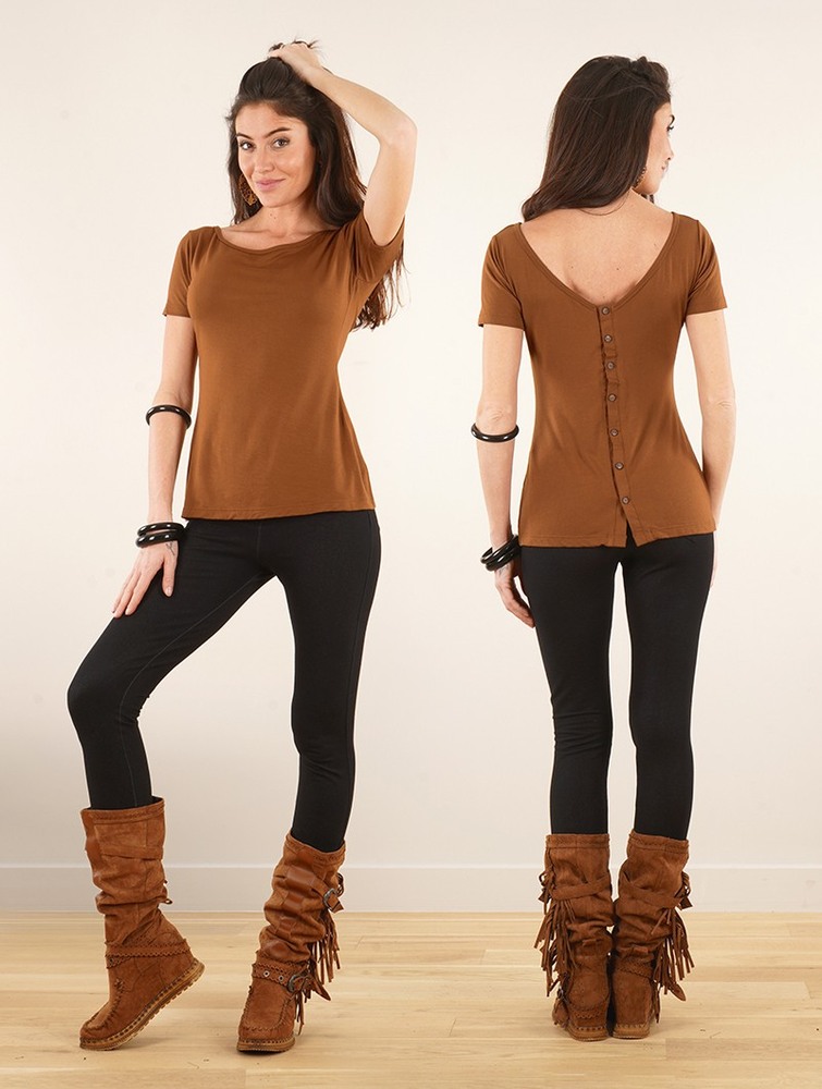 Toonzshop Rakshasa Buttoned Top Blast Dam Caramel | URQSE-4062