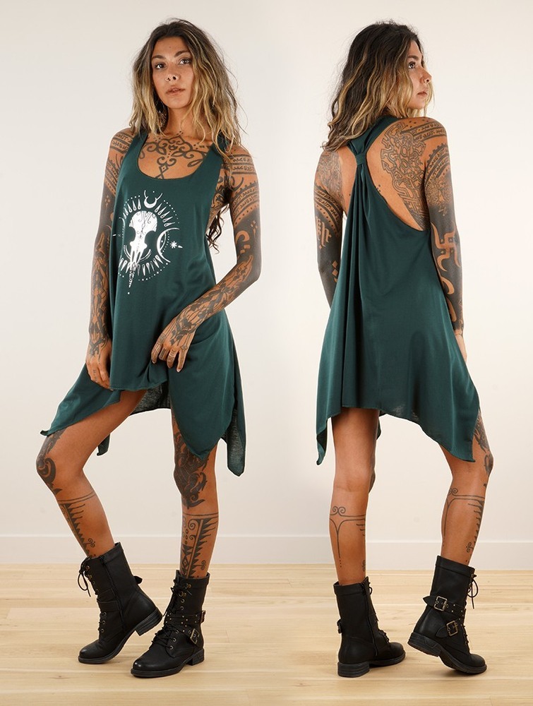 Toonzshop Ridaloo Printed Knotted Sleeveless Tunic Blast Dam Silver | LYVKR-4281