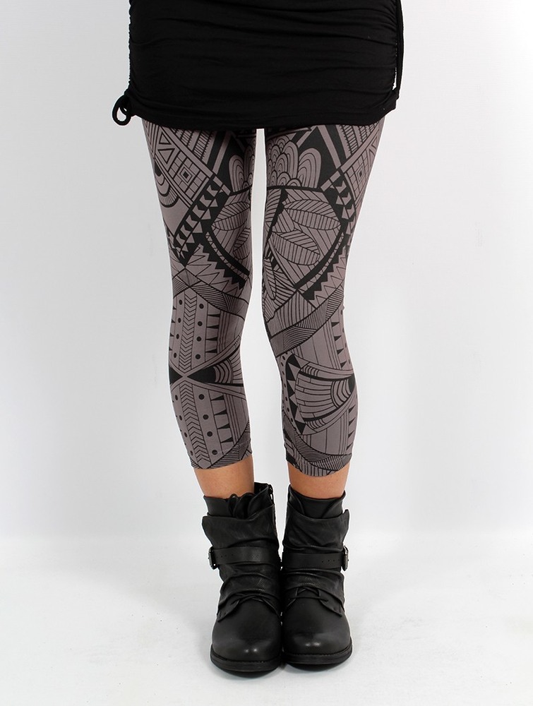 Toonzshop Rinji Africa Printed ¾ Legging Leggings Dam Charcoal | PAUVX-4087