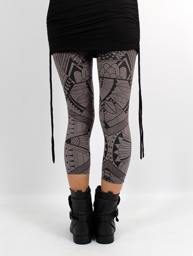 Toonzshop Rinji Africa Printed ¾ Legging Leggings Dam Charcoal | PAUVX-4087