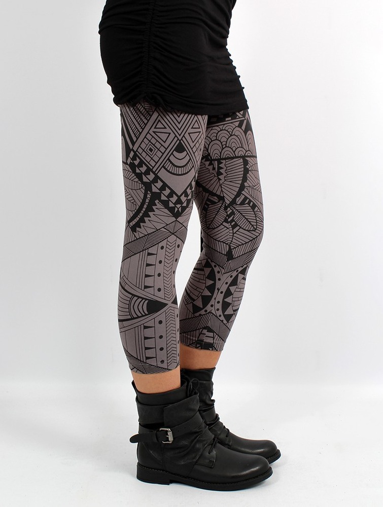 Toonzshop Rinji Africa Printed ¾ Legging Leggings Dam Charcoal | PAUVX-4087