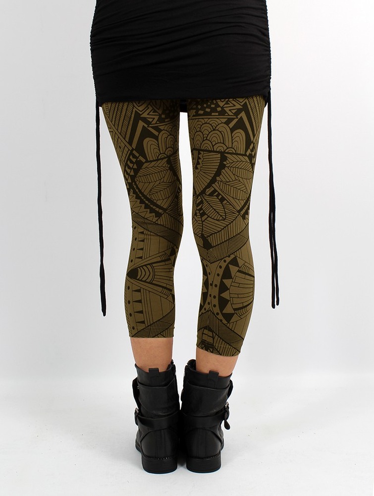 Toonzshop Rinji Africa Printed ¾ Leggings Leggings Dam Gröna | UTFKV-1273