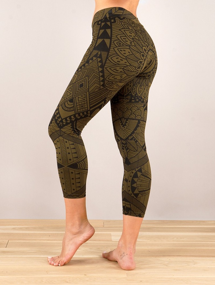 Toonzshop Rinji Africa Printed ¾ Leggings Leggings Dam Gröna | UTFKV-1273