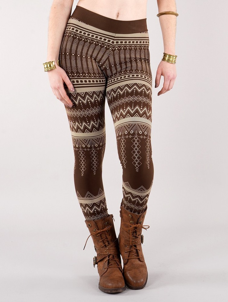 Toonzshop Rinji Aztec Printed Long Leggings Leggings Dam Mörkbruna | KHVZS-4256