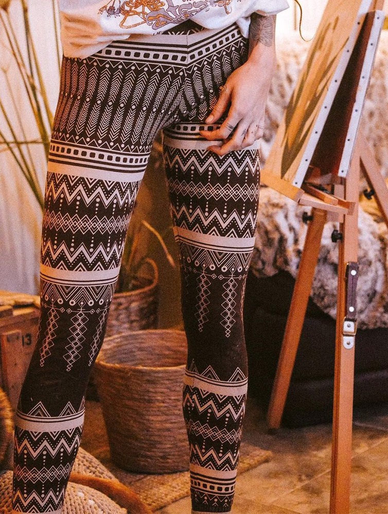 Toonzshop Rinji Aztec Printed Long Leggings Leggings Dam Mörkbruna | KHVZS-4256