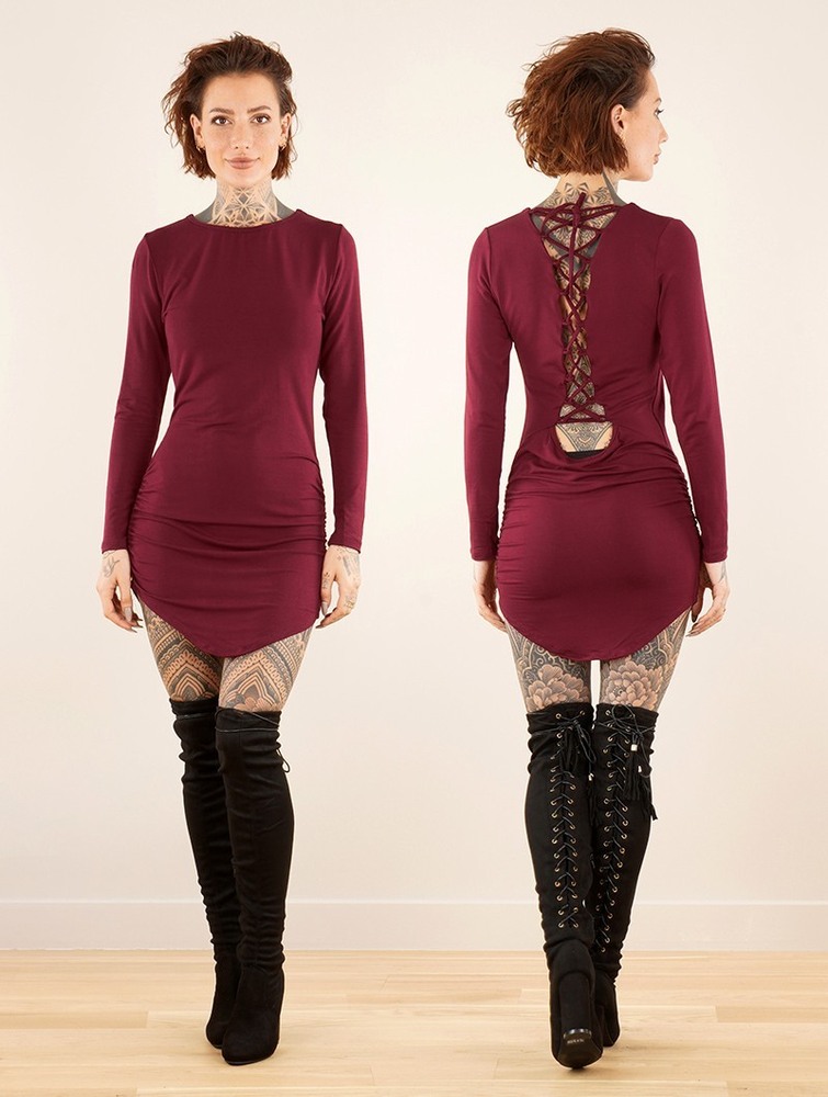 Toonzshop Ritaa Long Sleeve Dress Klänning Dam Wine | ESXZY-2307