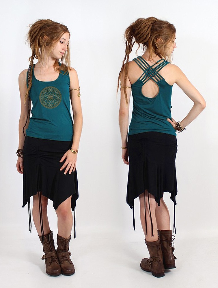 Toonzshop Sacred Geometry Tank Top Linne Dam Teal | IYCTF-8321