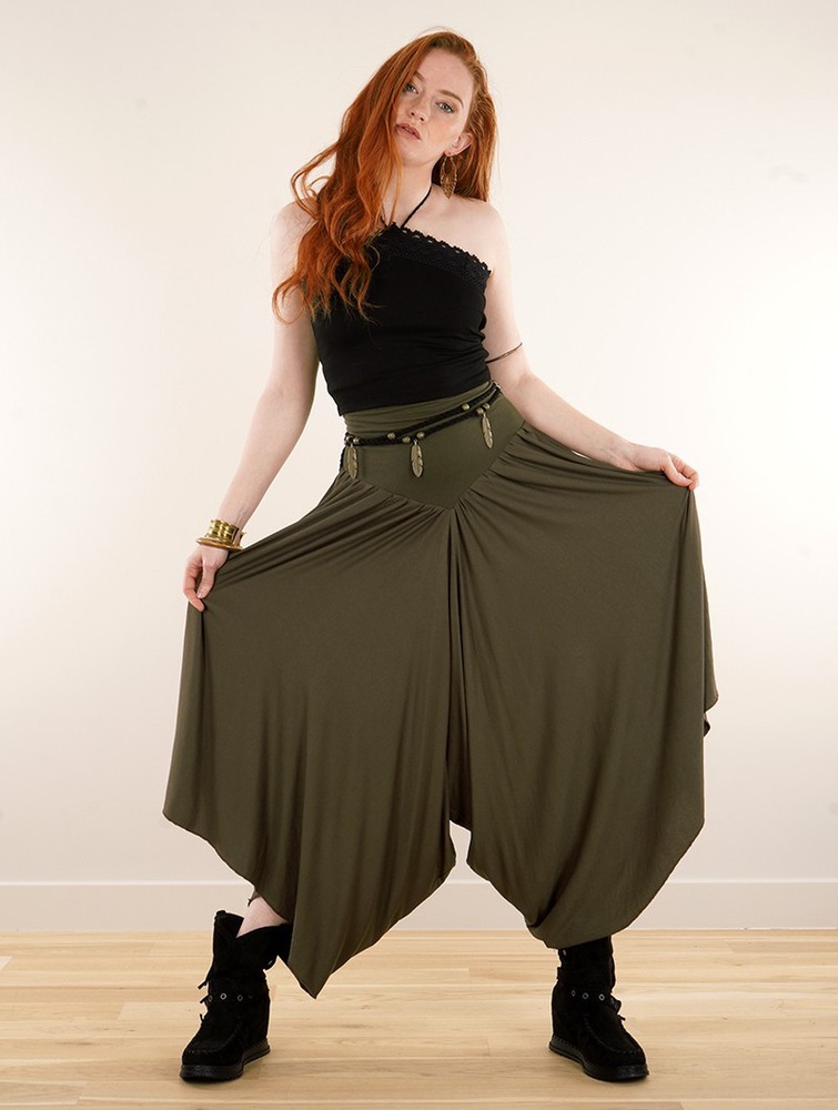 Toonzshop Shojo Skirted Harem Pant 2in1 Dress Klänning Dam Khaki | WUTDK-8369