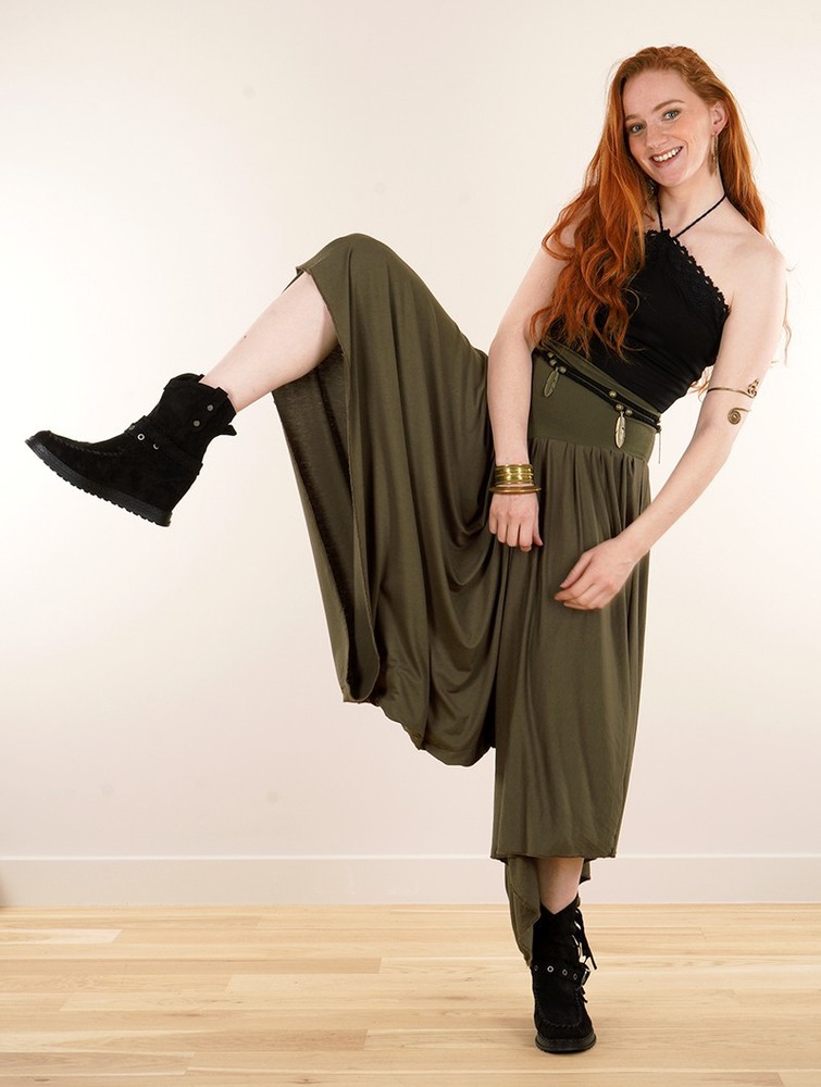 Toonzshop Shojo Skirted Harem Pant 2in1 Dress Klänning Dam Khaki | WUTDK-8369