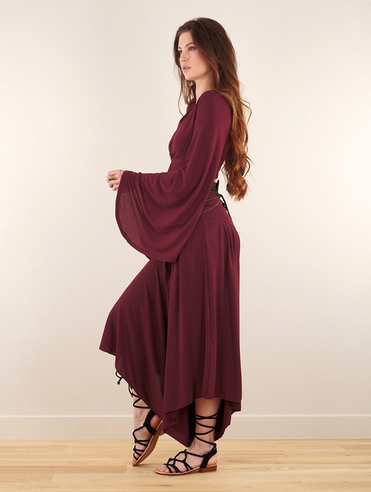 Toonzshop Shojo Skirted Harem Pant 2in1 Dress Klänning Dam Wine | GOXCN-6230