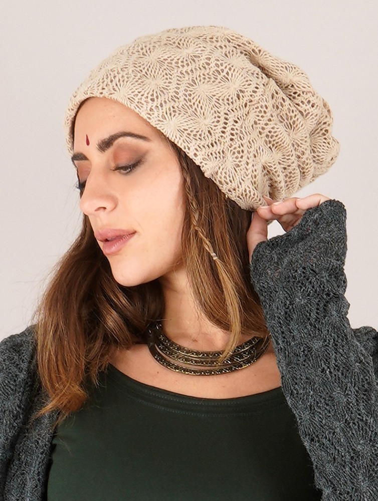 Toonzshop Sükk Crochet Dreadlocks Big Beanie Mössa Dam Beige | TKSEU-8576